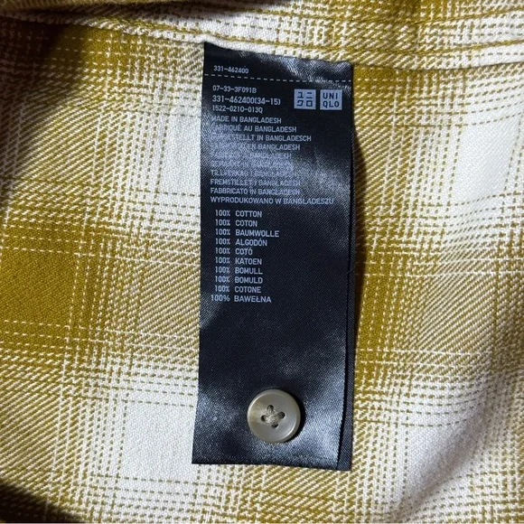 NWT Uniqlo Men’s Casual Long Sleeve Button Down Flannel Shirt Tan Tellow Size XL - Picture 8 of 12